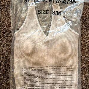 Zenana Outfitters Cream Ribbed Tank Top